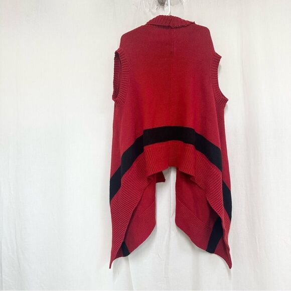 Ralph Lauren Kids Red Blue long Cut Asymmetrical Knit Sleeves Sweater Vest 8-10 - Picture 3 of 11